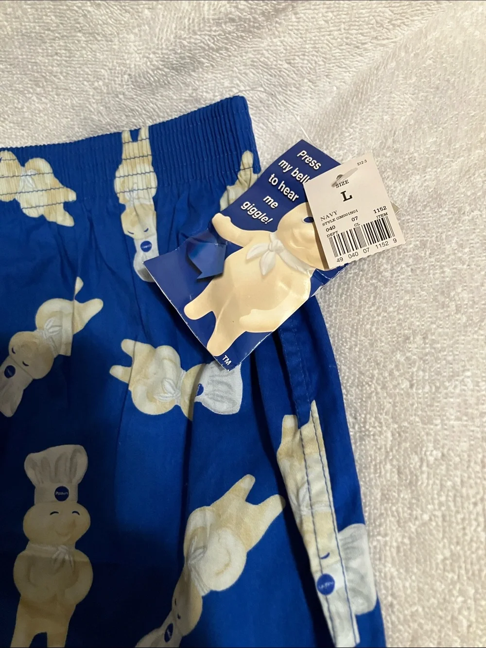 Men's Navy Boxer Briefs with Cream Bear Pattern